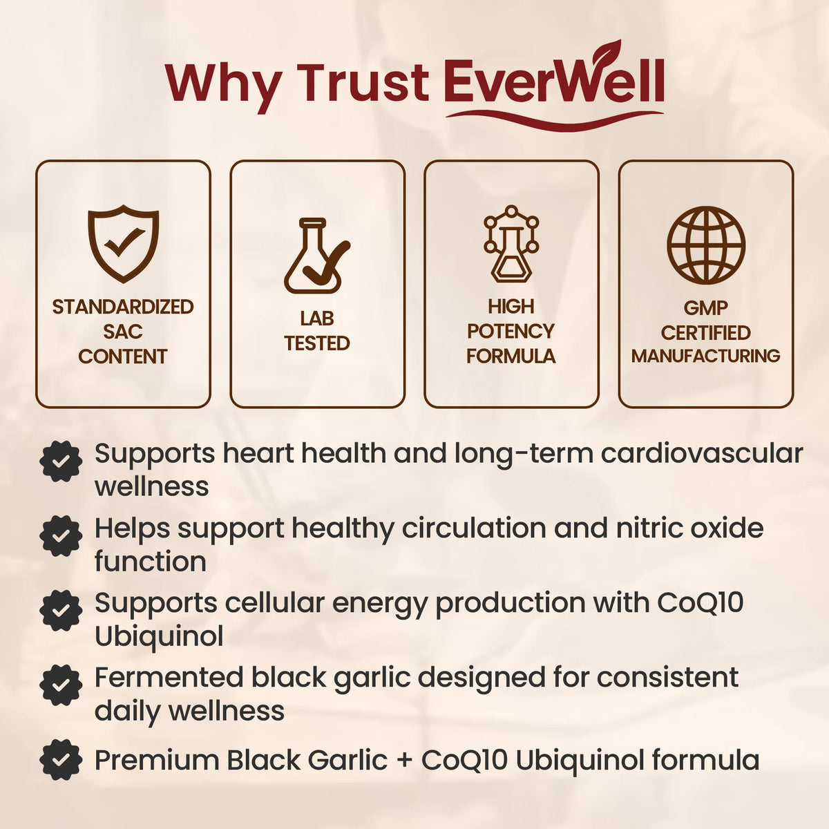 Extracto de ajo negro fermentado EverWell® + CoQ10 Ubiquinol - Cápsulas blandas inodoras de 6000 mg